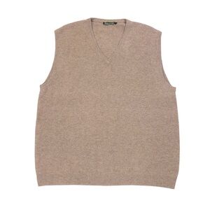 Woolovers Men's V-Neck Wool Sweater Vest Size XXL Oatmeal